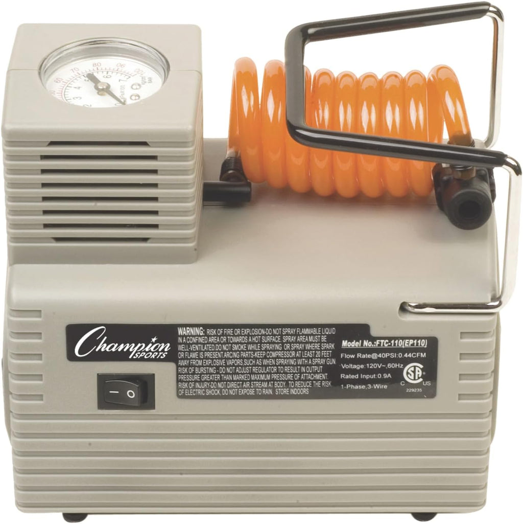Champion Sports Electric Ball Inflator – Quiet High-PSI Air Compressor & Ball Pump for Sports Balls, 110–120V AC