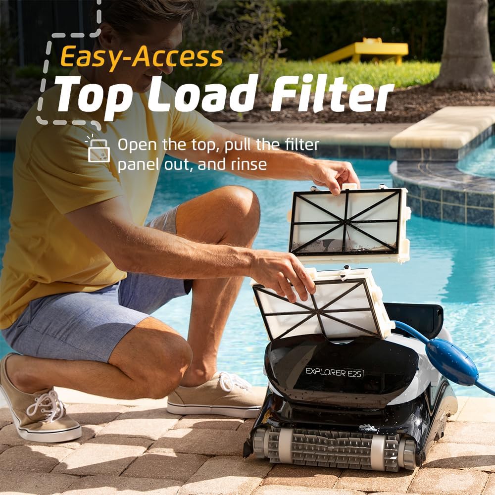 Dolphin (2026 Model) Explorer E25 Wi-Fi Robotic Pool Vacuum Cleaner Pools up to 50 FT - Waterline Scrubber Brush