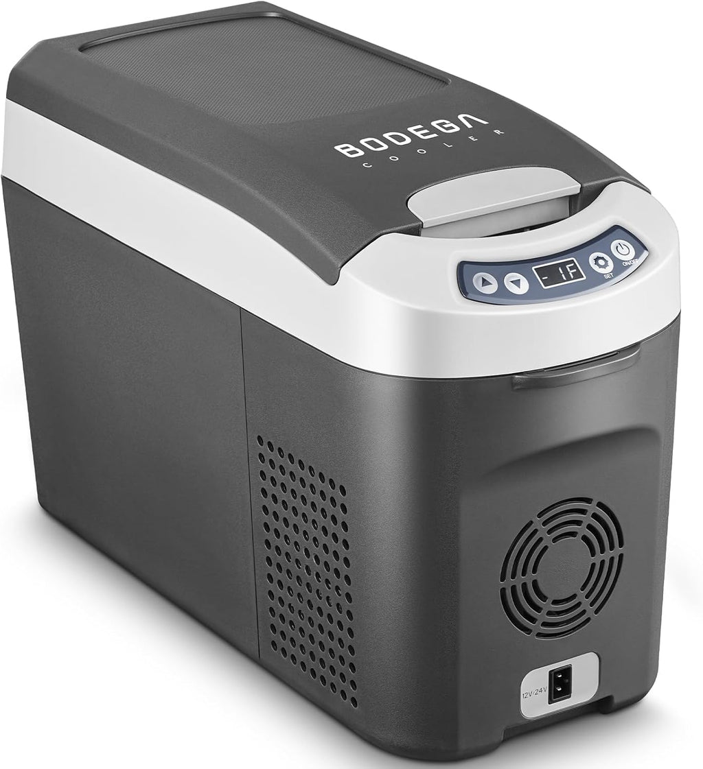 BODEGA BODEGACOOLER 12 Volt Car Refrigerator, Portable Car Fridge, Small Freezer with 12/24V DC(-4℉~68℉), 16 Quart Car Cooler for Outdoor, Vehicles, Camping, Travel