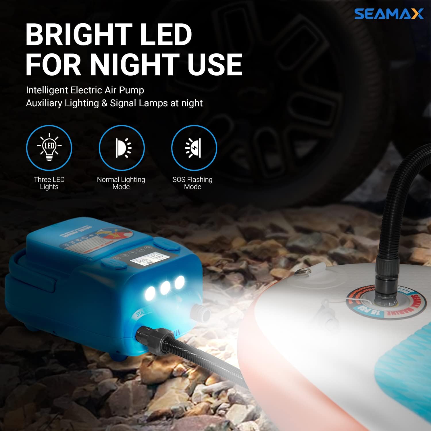 Seamax SUP 16DB Electric Air Pump for Inflatable SUP and Boat, Intelligent Firmware with Built-in Temperature Sensor and Timer