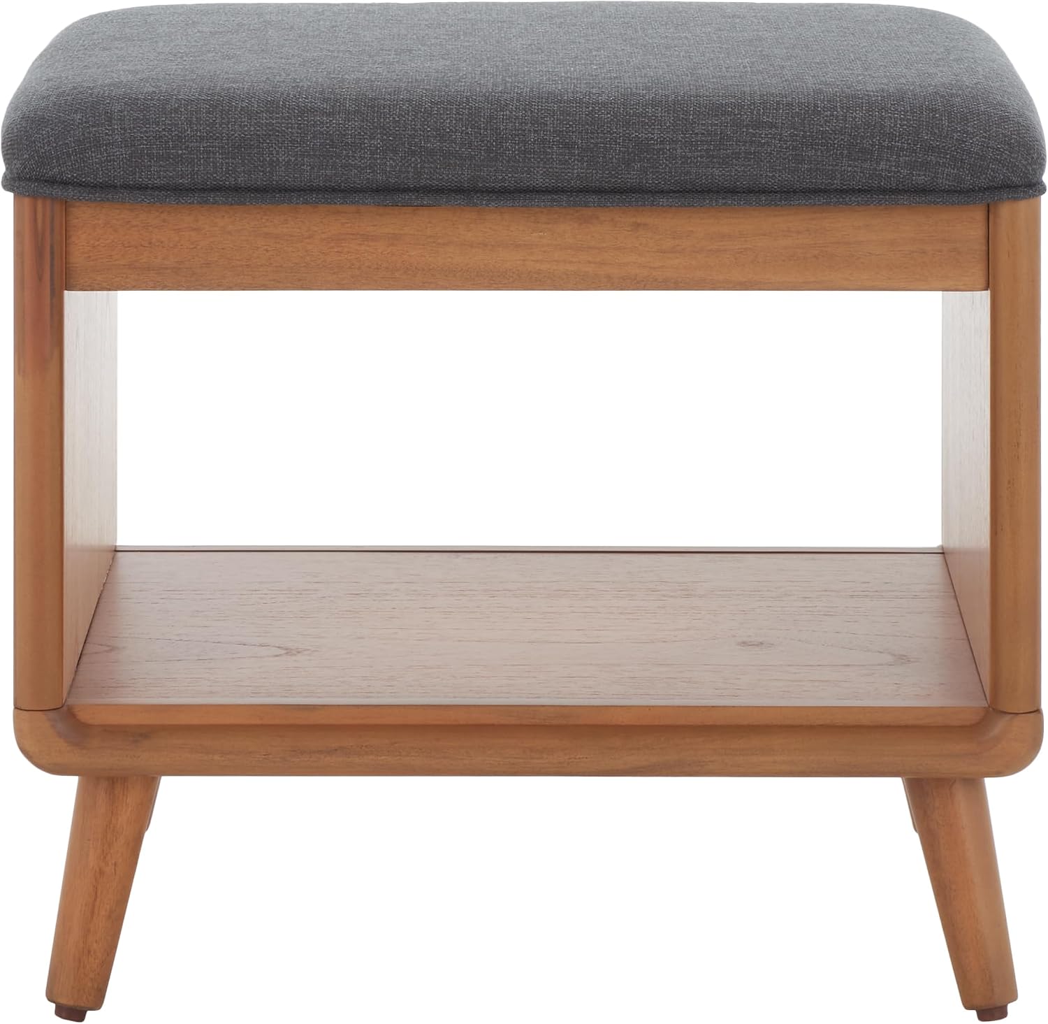 SAFAVIEH Home Collection Solo Dark Grey/Natural Open Shelf Bench with Cushion