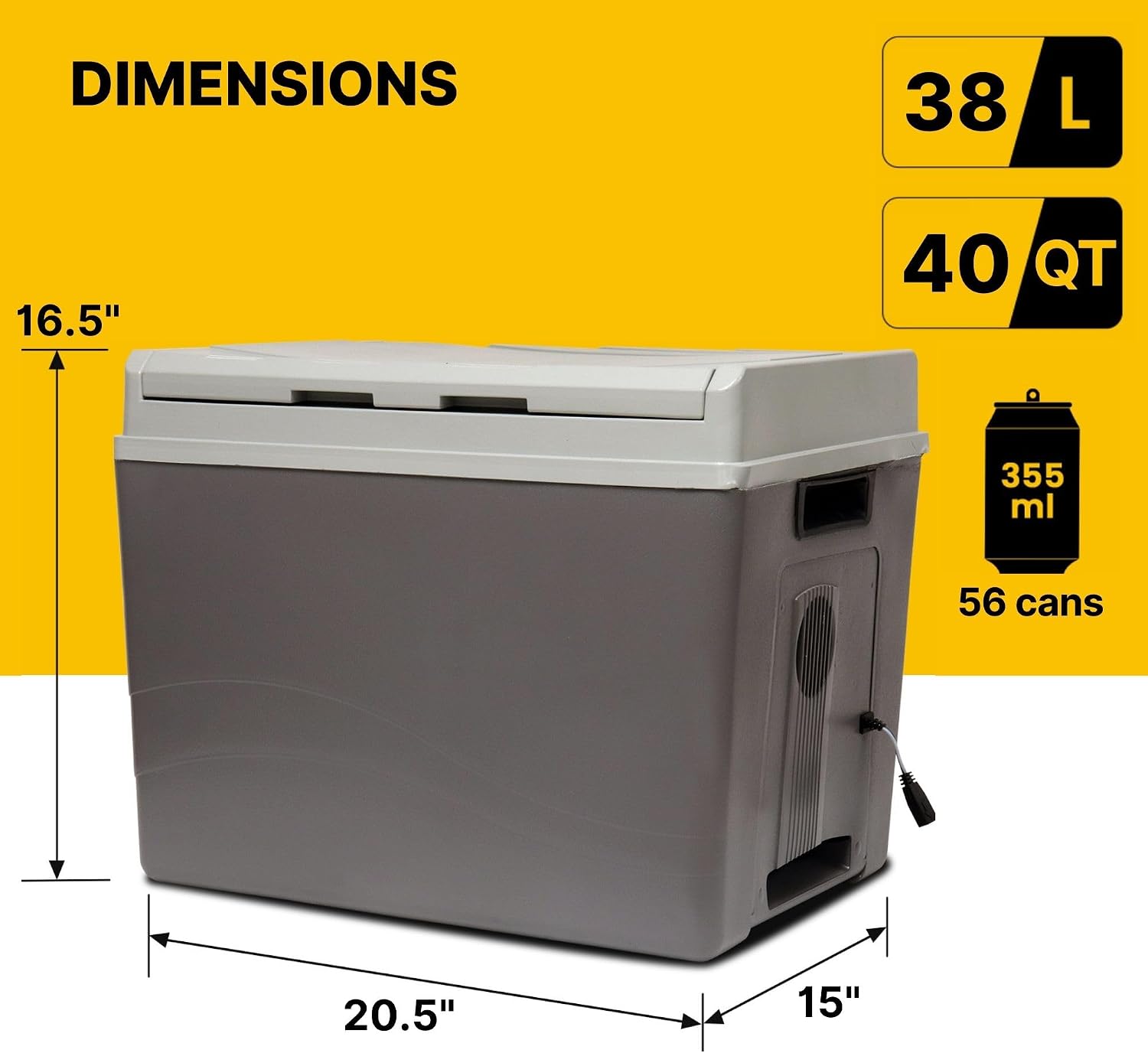 Koolatron 12V Electric Cooler/Warmer, 38L (40qt) Thermoelectric Car Fridge, Reversible Door, 12 Volt DC Connection, Plug In Iceless Portable Refrigerator, For Work Travel Vehicle Truck RV, Gray