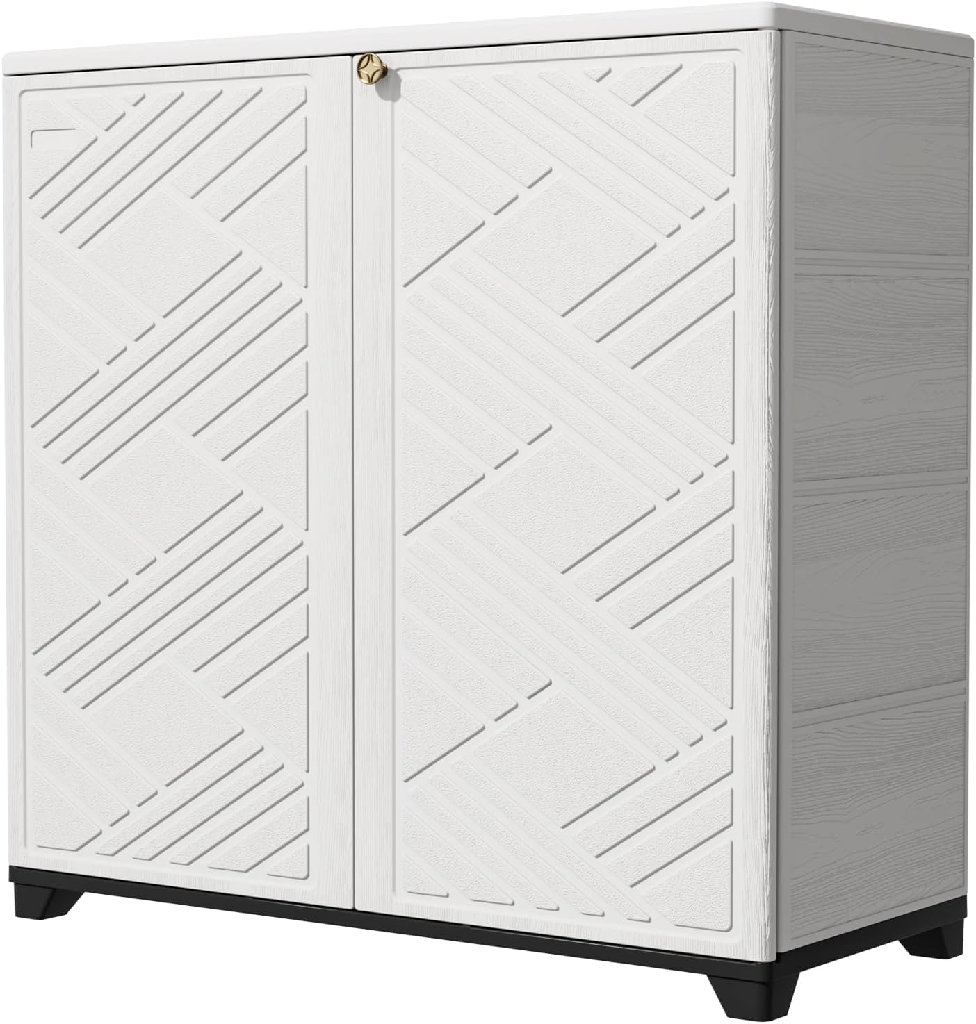 KINYING Outdoor Storage Cabinet Waterproof with 2 Shelves, 60 Gallon Resin Storage Shed for Patio/Garden/Backyard, Outdoor Storage Box for Cushions,Garden Tools and Pool Supplies,White