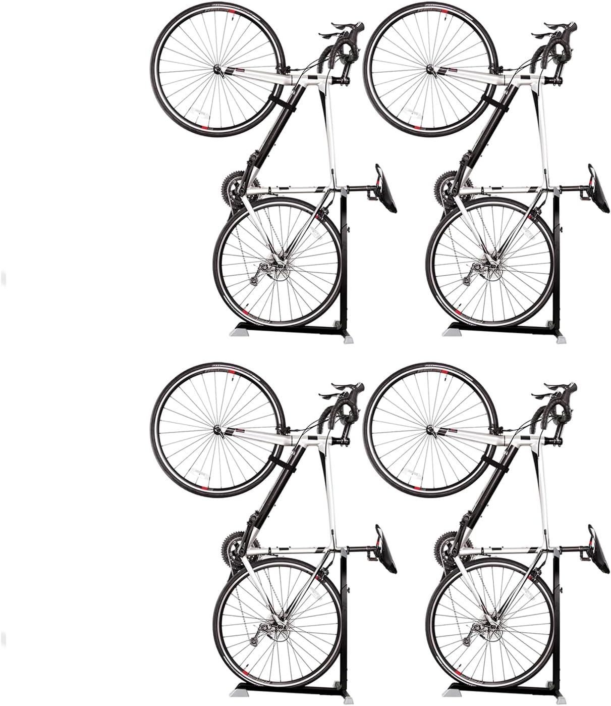 Bike Nook Stand & Vertical Storage Rack - 4 Pack with connectors- The Original Vertical Bicycle Floor Stand for Garage Storage and Indoor and Outdoor use, No Drilling Required
