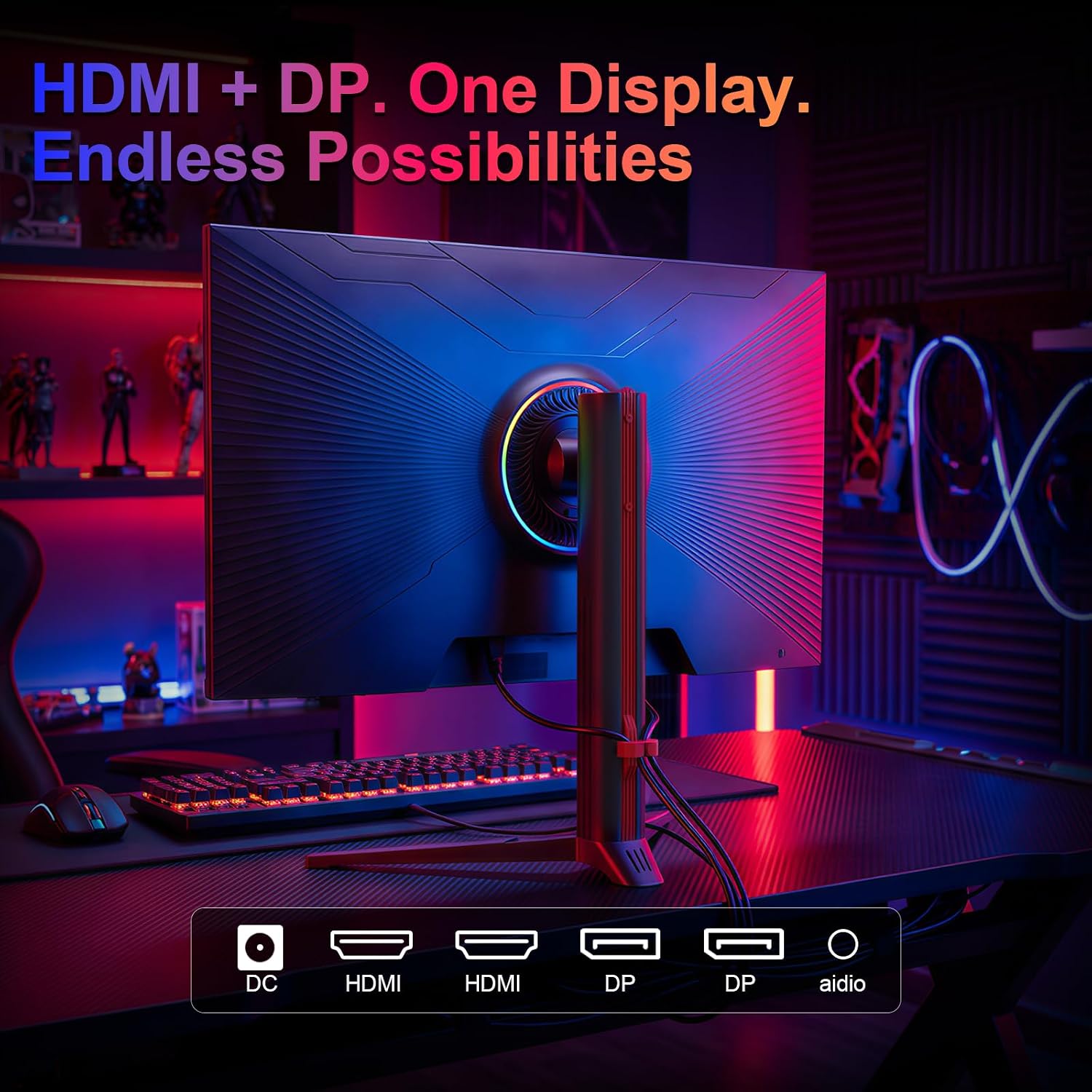 27' Dual Mode Gaming Monitor, 4K UHD 160Hz & FHD 320Hz, Fast IPS 1ms, Adaptive Sync, HDR300, HDMI 2.1 & DP 1.4, Height Adjustable, VESA Mountable (GT27 Twin)