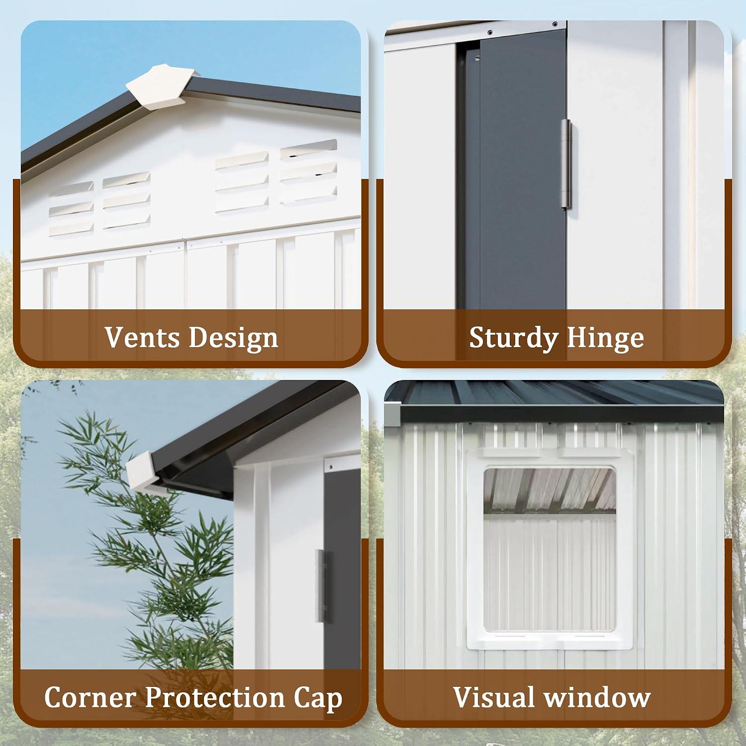 6x3.6FT Storage Shed, Outdoor Galvanized Steel Garden Shed with Lockable Door & Window, Waterproof Metal Tool Storage for Garden, Backyard, Patio, Lawn