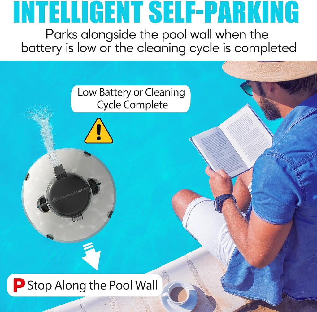2026 Cordless Robotic Pool Cleaner, Pool Vacuum for Above Ground Pool with 120 Mins Runtime, Auto-Parking Robot Pool Cleaner for Inground Flat Pools Up to 1000 sq.ft