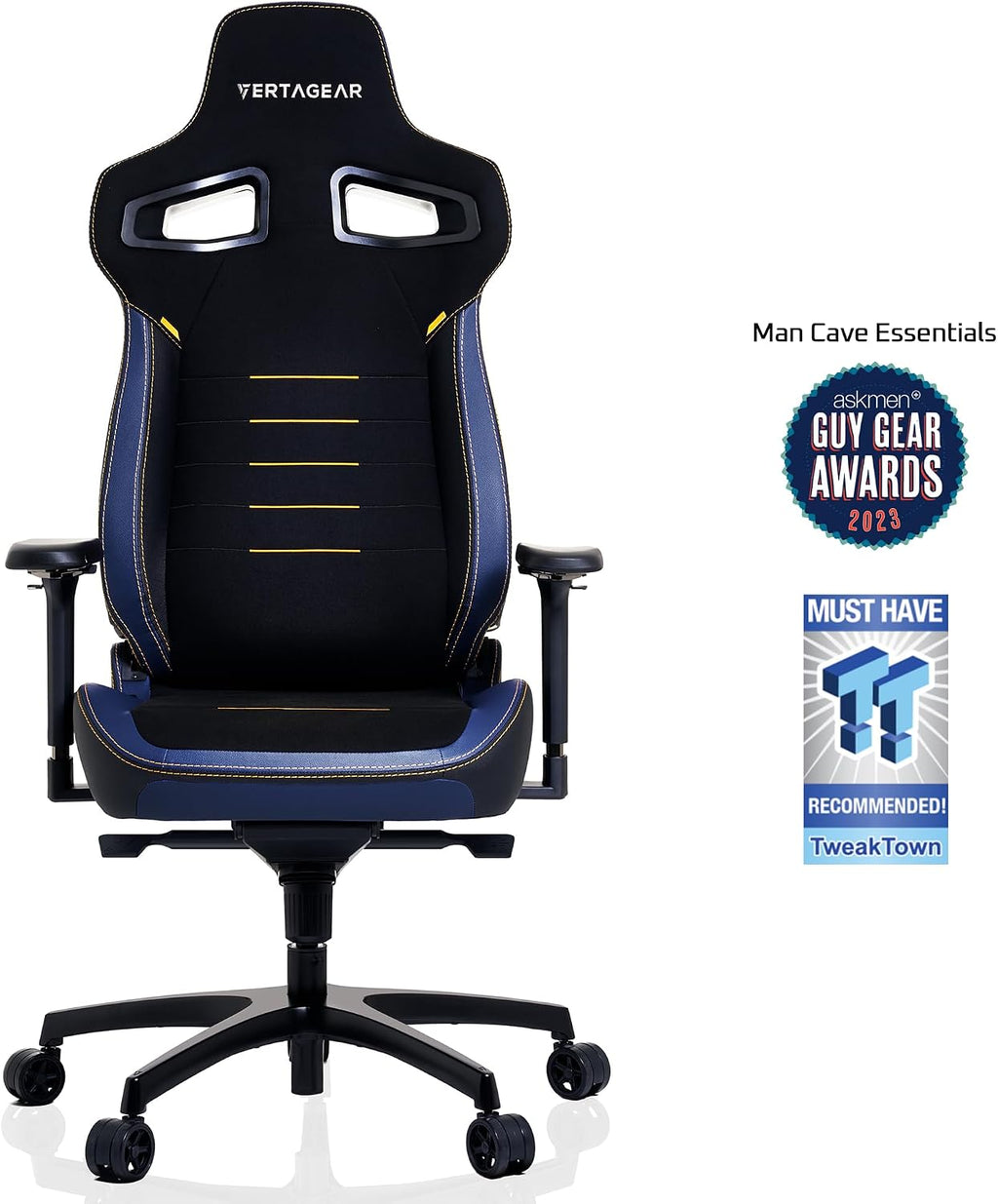 Vertagear PL4800 Ergonomic Big & Tall Gaming Chair Featuring ContourMax Lumbar & VertaAir Seat Systems - RGB LED Kits Upgradeable - Midnight Blue
