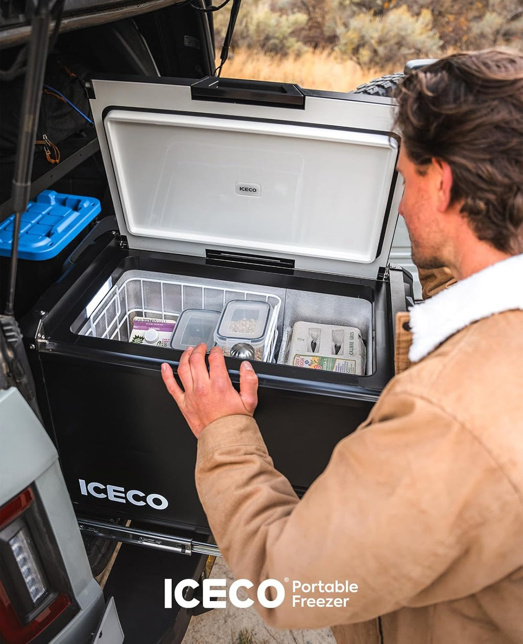 ICECO VL45 ProS Portable Refrigerator, Multi-directional Lid, Dual USB & DC 12/24V, AC 110-240V, 45L Steel Compact Refrigerator Powered by SECOP, 0℉ to 50℉, Home & Car Use [Upgrade, 47 Quarts]