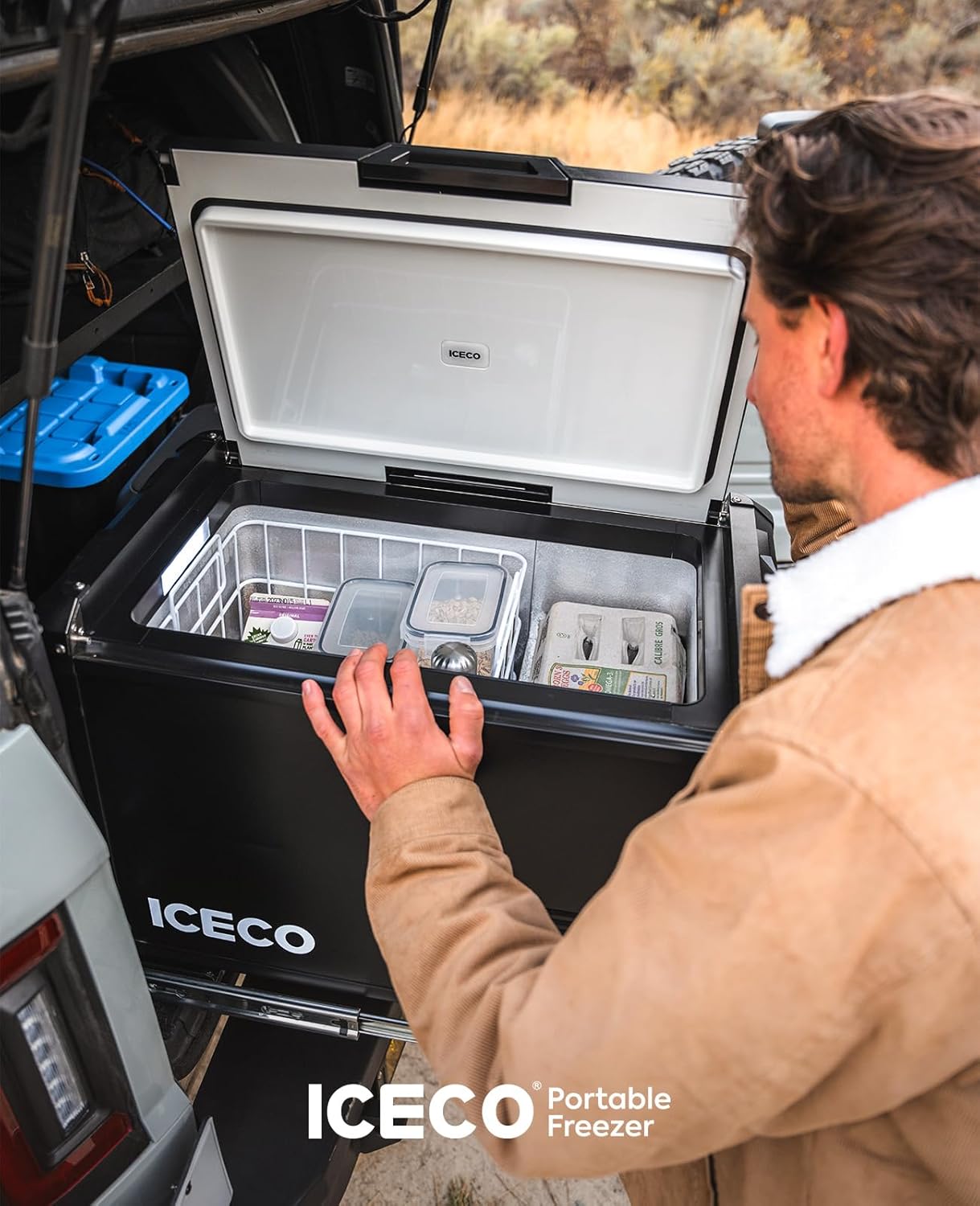 ICECO VL45 ProS Portable Refrigerator, Multi-directional Lid, Dual USB & DC 12/24V, AC 110-240V, 45L Steel Compact Refrigerator Powered by SECOP, 0℉ to 50℉, Home & Car Use [Upgrade, 47 Quarts]