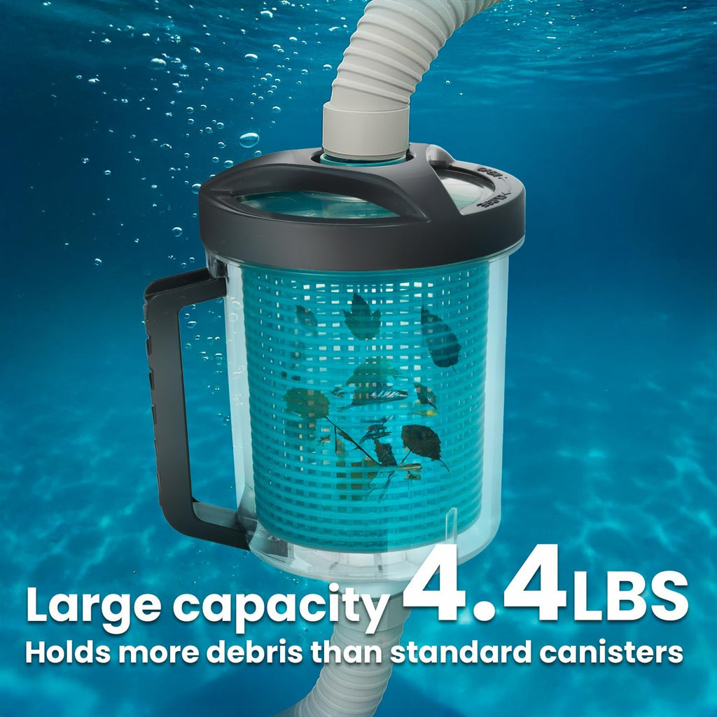XtremepowerUS 30ft InGround Suction Vacuum Pool Cleaner Set – Climb Wall Automatic Pool Cleaner with Hose, Medium Leaf Canister, Basket & Skimmer Sock (6 Pack)