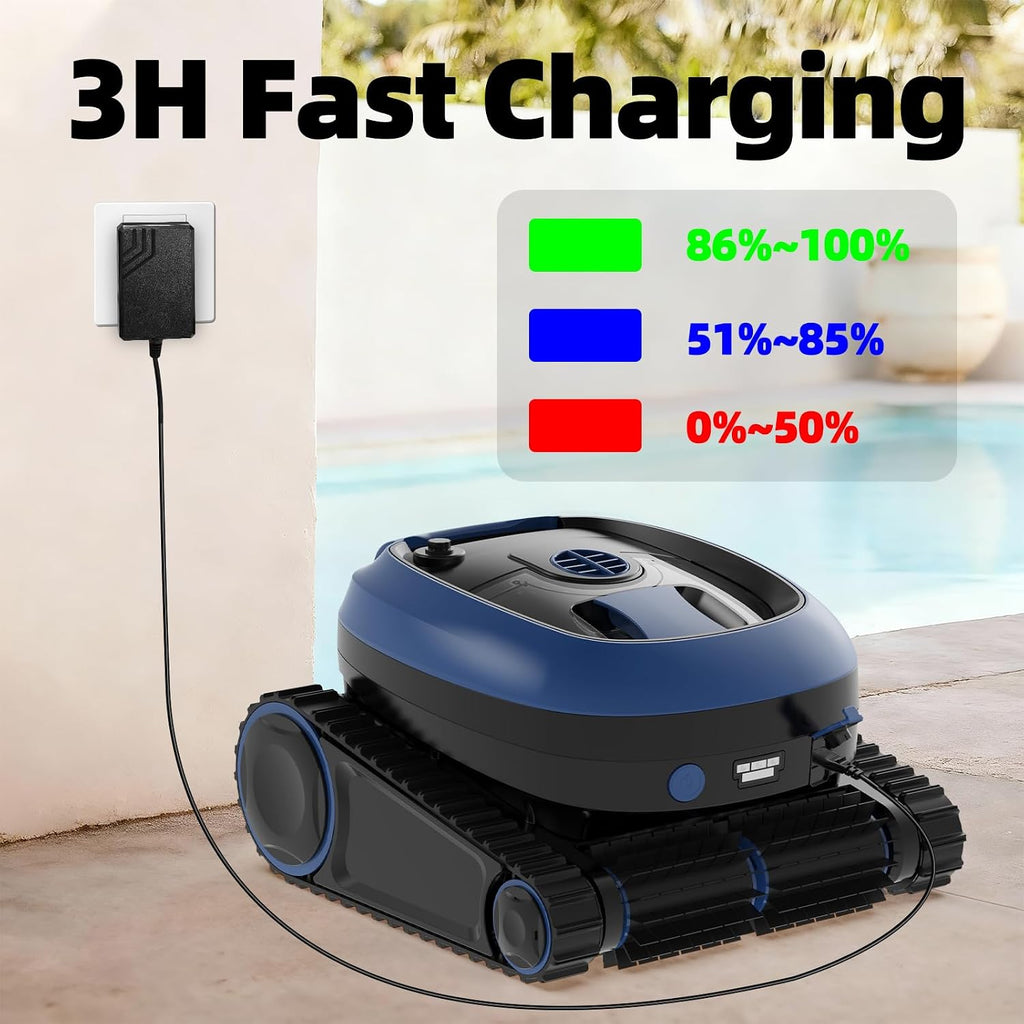 Cordless Robotic Pool Cleaner, Wall & Waterline Cleaning, Intelligent Path Planning, 180Mins Runtime, Pool Vacuum for Inground Pools up to 3,229 Sq.ft