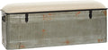 Deco 79 Metal Room Storage Bench Galvanized Entryway Bench with Cream Burlap Top, Bench 50' x 16' x 18', Gray