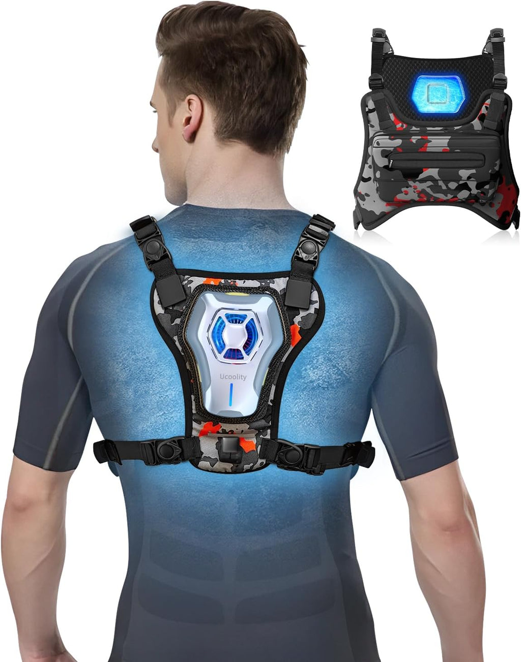 Portable Wearable Fan Rechargeable with Cooling Plate, Lightweight Cooling Vest, Portable Back Air Conditioner, Personal Fan Perfect for Travel, Sport, Hiking