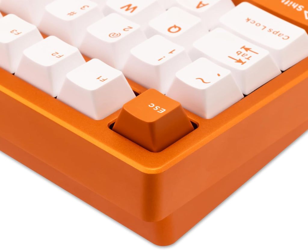 KEEBMONKEY WOBKEY Rainy 75 Aluminum HMX/JWK Switches Mechanical Keyboard with Superior Acoustics, Wired, BT, 2.4G Wireless Connectivity (Pro Orange(Mirrored Glass Weight))