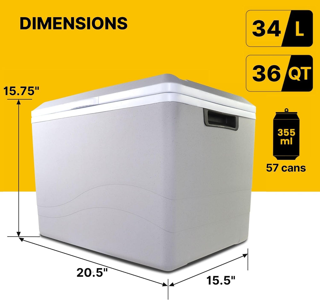 Koolatron 12V Iceless Cooler & Warmer – Portable Electric Cooler/Nevera Portátil Eléctrica for Car Truck Camper Boat, Hard Sided Mini Fridge for Camping Picnic Travel Lunch Food Drinks Office 36 qt