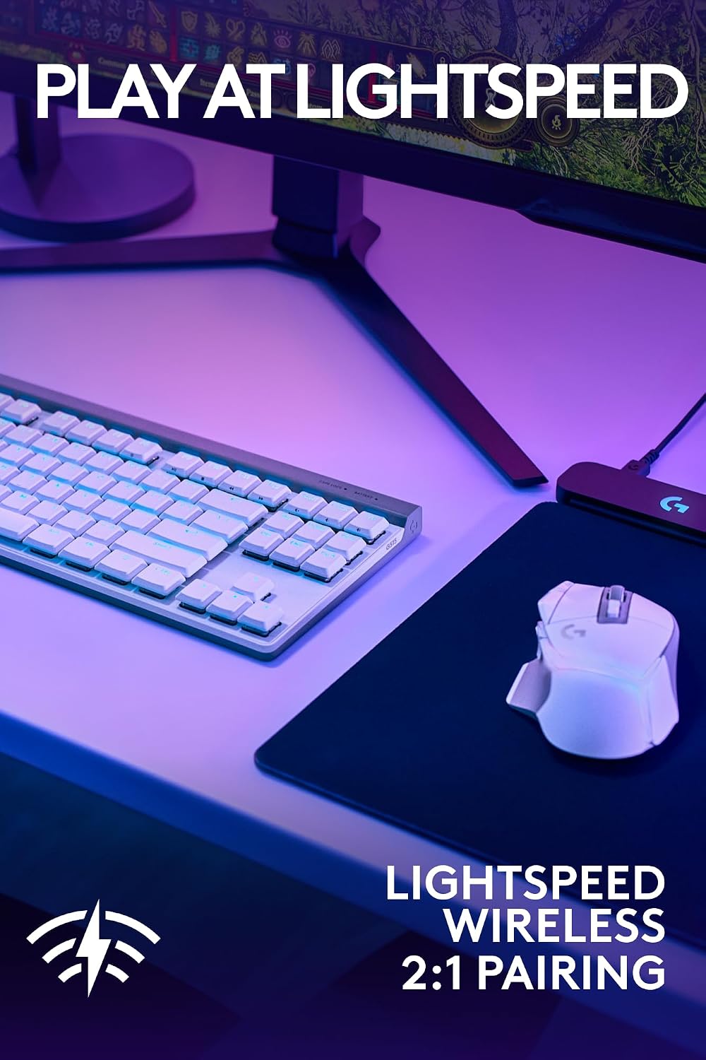 Logitech G502 X Lightspeed Wireless Gaming Mouse + G515 TKL Wireless Gaming Keyboard (Tactile) Bundle: White