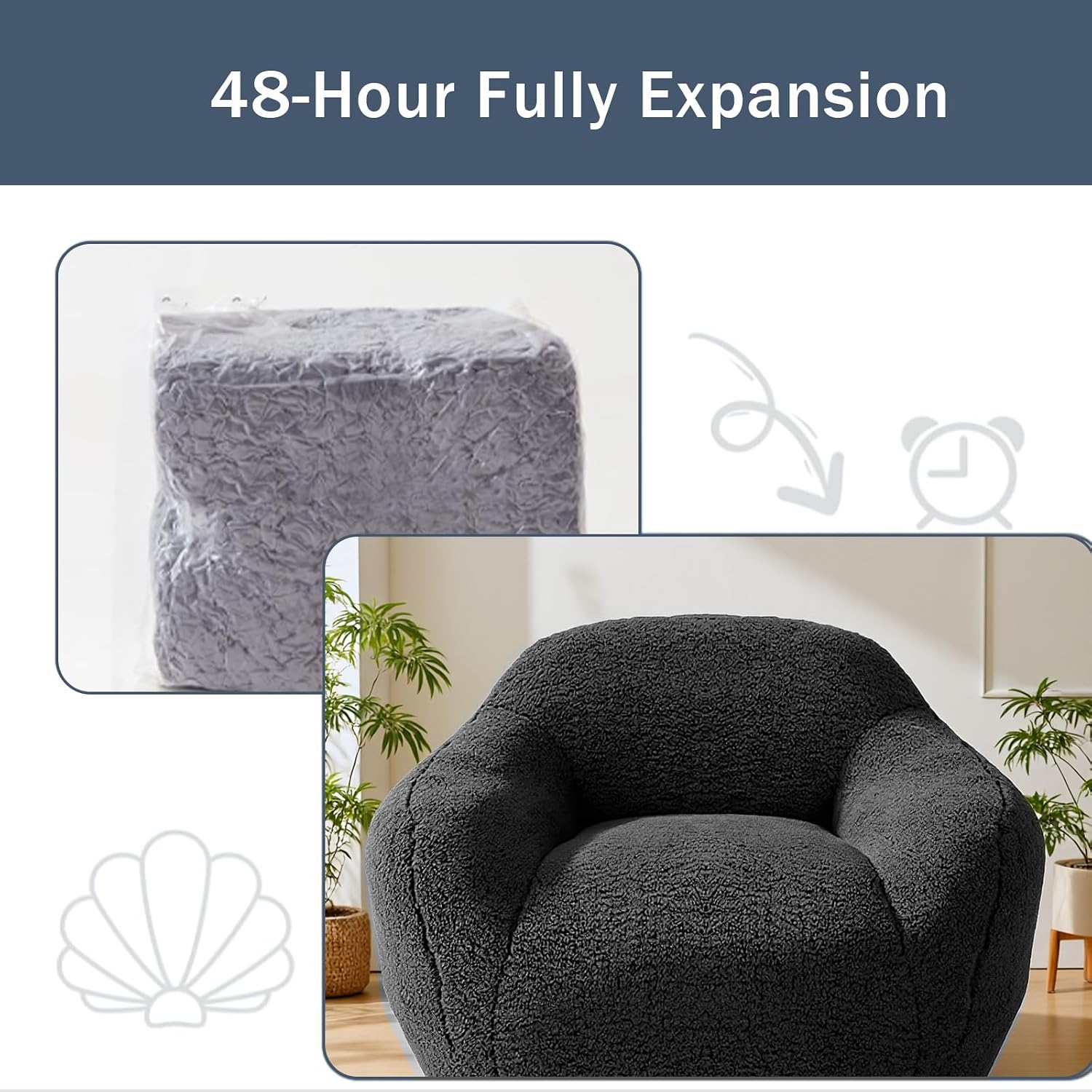 Large Bean Bag Chairs, Gaming Bean Bag Chairs for Adults and Kids, Giant Bean Bag Chair Oversized Beanbag Couch Big Lazy Sofa Lounge Chair with Armrest for Living Room/Bedroom (Dark Gray, Single)