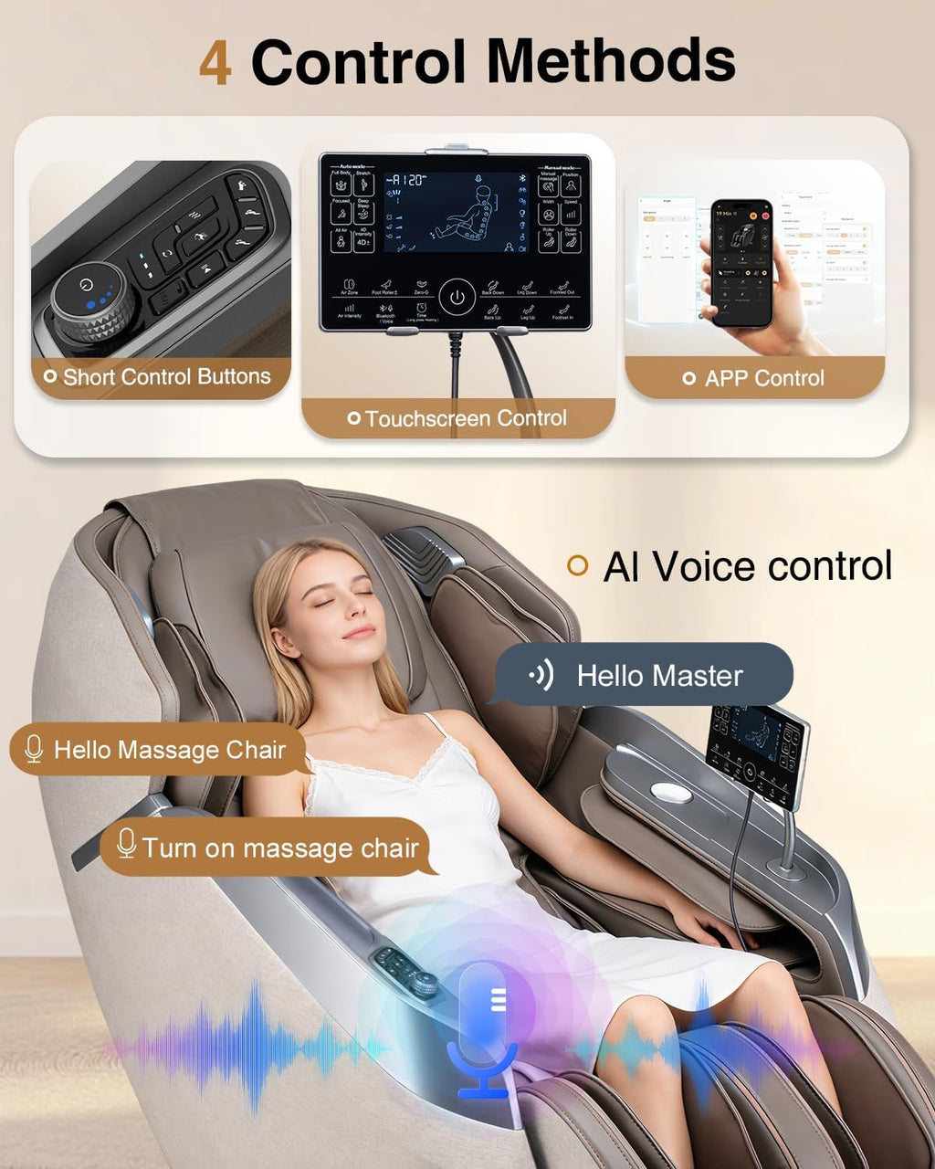 2026 4D Massage Chair Full Body, 24 Modes Zero Gravity SL-Track Shiatsu Recliner- AI APP Control Airbag Massage with Body Scan, Deep Yoga Stretch, Foot Rollers, Built-in Heat System(Brown)