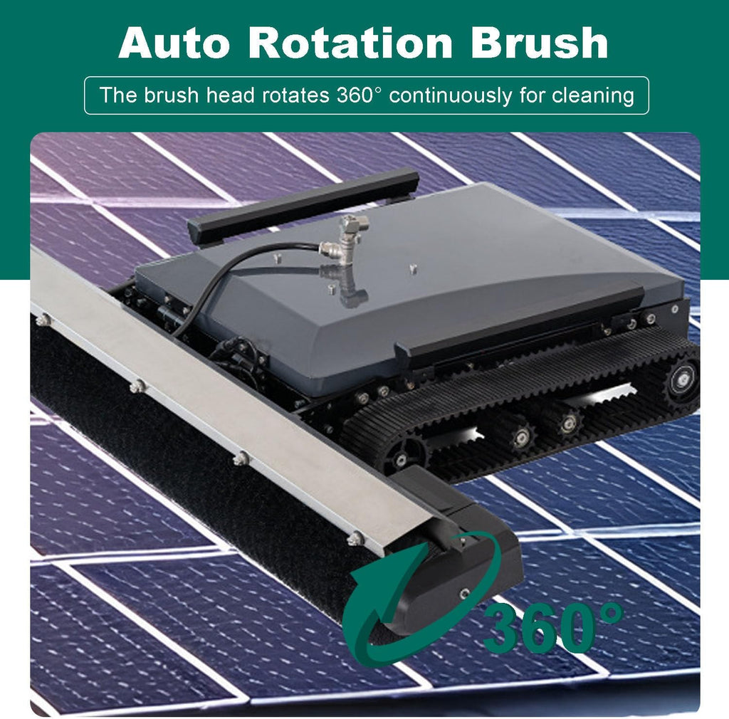 Automatic Solar Panel Cleaning Robot - Dry & Wet Cleaning, 130cm Cleaning Width, 15° Max Incline, Remote Controlled with 100m Hose & Water Pumb for Industrial Solar Maintenance