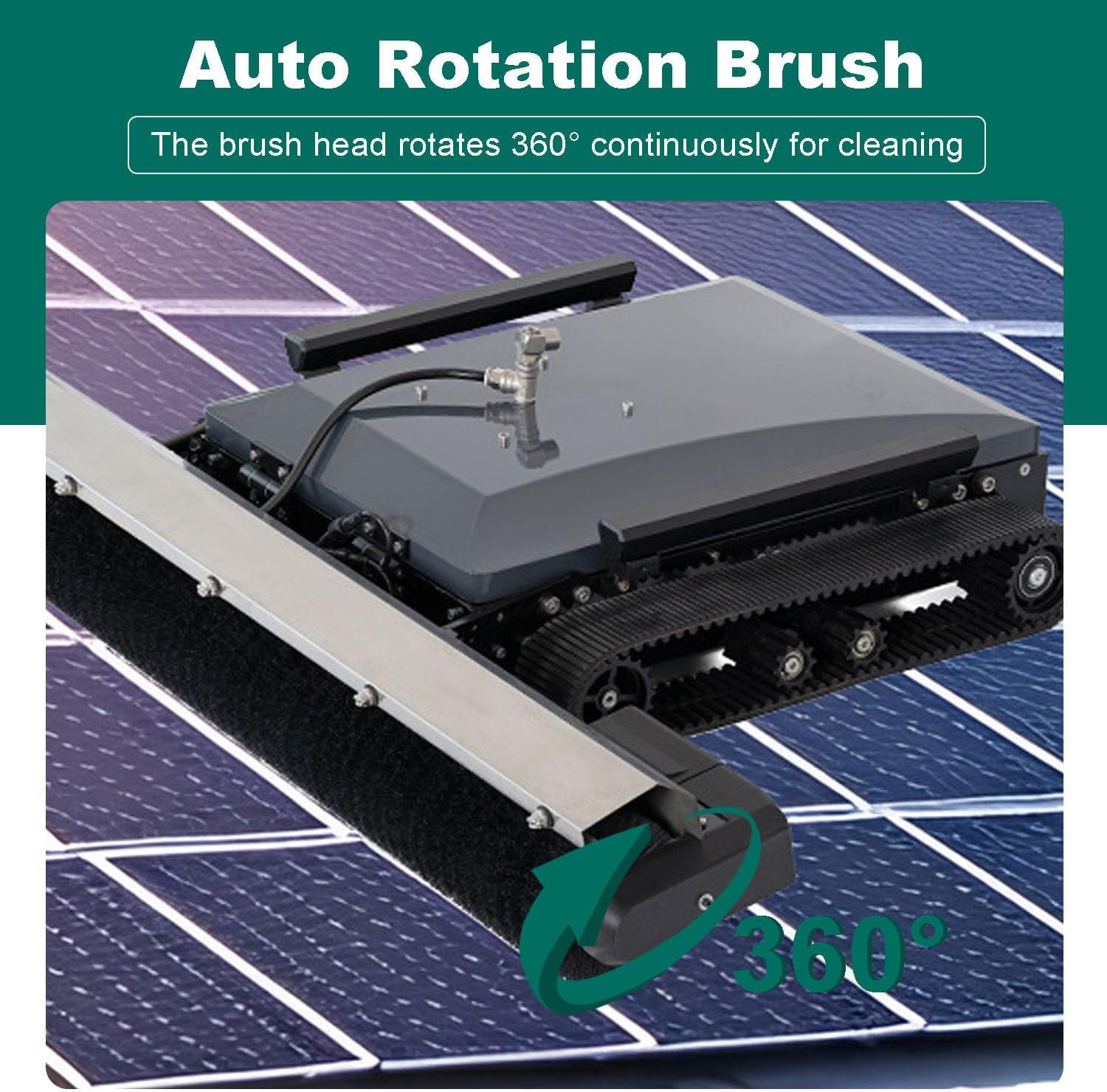 Automatic Solar Panel Cleaning Robot - Dry & Wet Cleaning, 130cm Cleaning Width, 15° Max Incline, Remote Controlled with 100m Hose & Water Pumb for Industrial Solar Maintenance