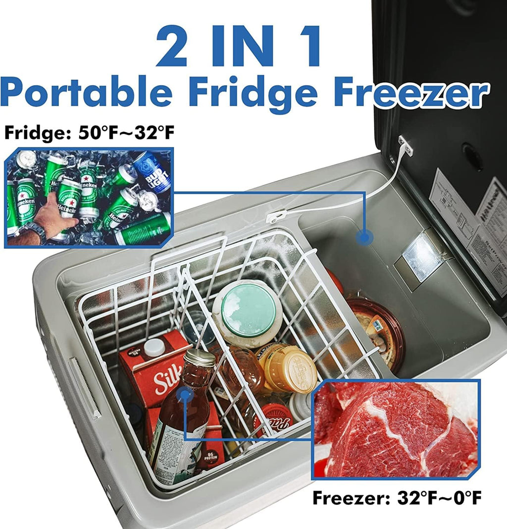 Setpower AJ Series Portable Refrigerator, Car Refrigerator, Portable Fridge Freezer, 12V Cooler, Car Fridge, Compact Refrigerator with 3-YEAR Warranty, 12/24V DC and 120-240V AC (30L+Slide)