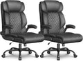 Office Chair-Executive High Back Breathable Comfy Desk Chair with Flip-up Armrests Lumbar Support-Ergonomic Leather Rolling Swivel Chair with Rock Function for Working,2 Pack