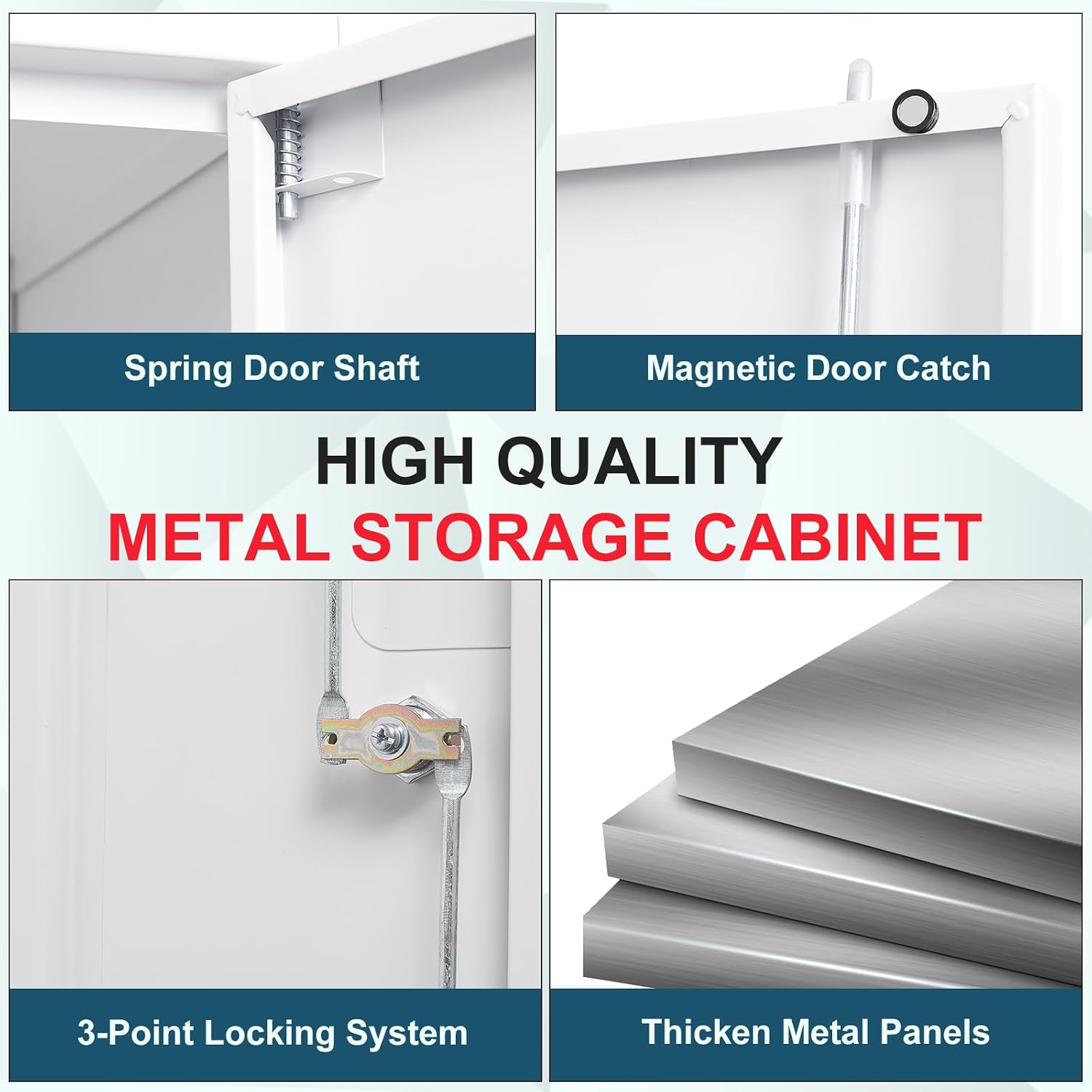 MIIIKO Metal Storage Cabinet with Lock, 71' Steel Storage Cabinet with 2 Doors and 5 Adjustable Shelves, for Office, School.
