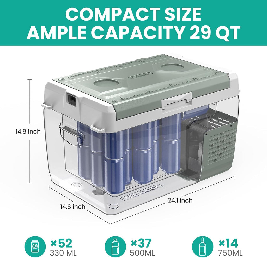 Alpicool Electric Cooler for Car Refrigerator 12 Volt Car Fridge 29 Quart Portable Freezer for Truck SUV RV Van Camper,Camping Boat Travel,-4~68°F (12V 240V, GC30)