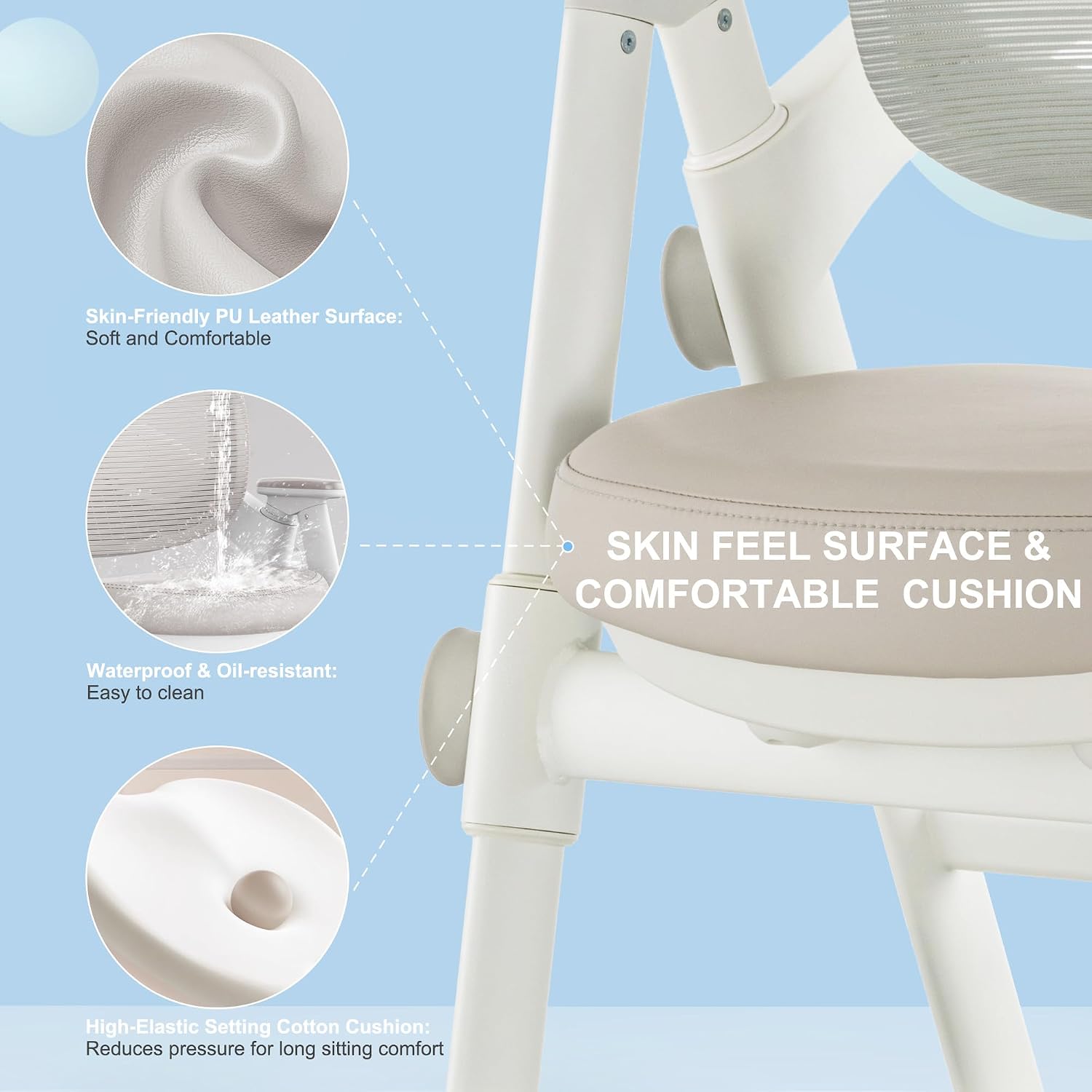 Ergonomic Kids' Study Chair, Height Adjustable Kids Desk Chair for Boys Girls,Comfortable for Teenagers Playing, Drawing, Ideal Gift for Children,Students（Grey）