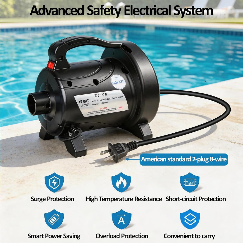 1200W Fast Electric Air Pump, Dual Nozzles for Inflatable Mirror Ball,Mattress, Pool Floats, Rafts, Quick Inflation Deflation, Portable Travel Pump