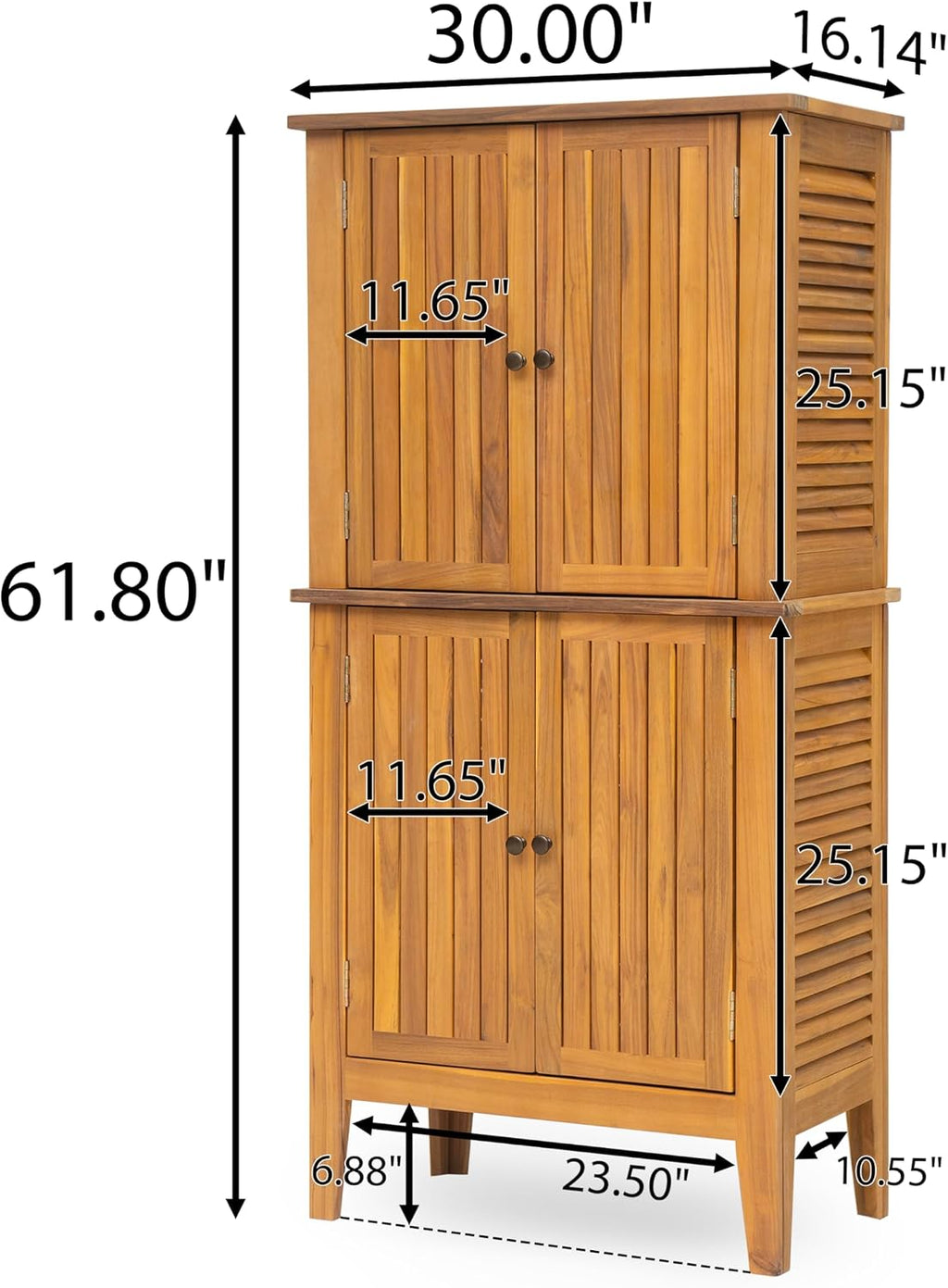 Christopher Knight Home Dessa Outdoor Cabinet, Acacia Wood Storage Cabinet, Garden Stool Shed with 4 Shelves, Tools Organizer with 2 Doors for Backyard Garden Balcony, 61.80' Tall Storage Shed, Teak