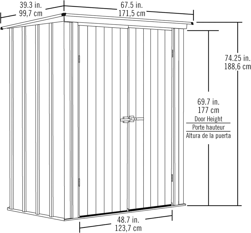 Cover It 5' x 3' Galvanized Steel Outdoor Storage Shed with Pent Roof and Lockable Sliding Doors, Weather-Resistant Steel Storage Shed for Backyards, Tan