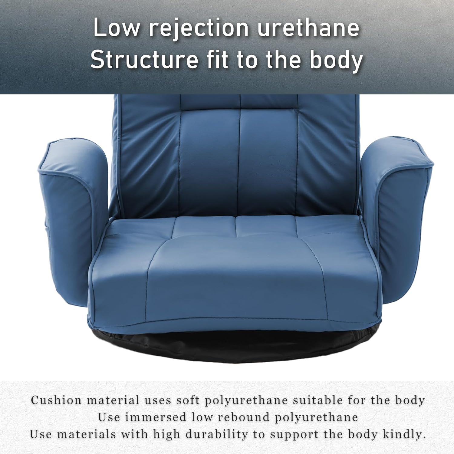 360 Degree Swivel Floor Chairs for Adults, Faux Leather Gaming Floor Chair with Back Support, 14 Angles Adjustable Comfortable Floor Lounge Chair Folding Video Game Chairs Office Bedroom