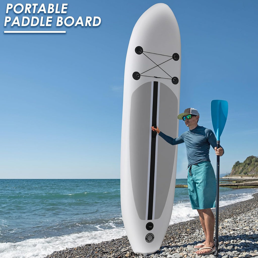 TLSUNNY 10FT Inflatable Stand Up Paddle Board, 3 Fins Paddleboard with Full SUP Accessories for All Skill Levels, Portable Two-Way Hand Pump and Carry Bag, 400LBS