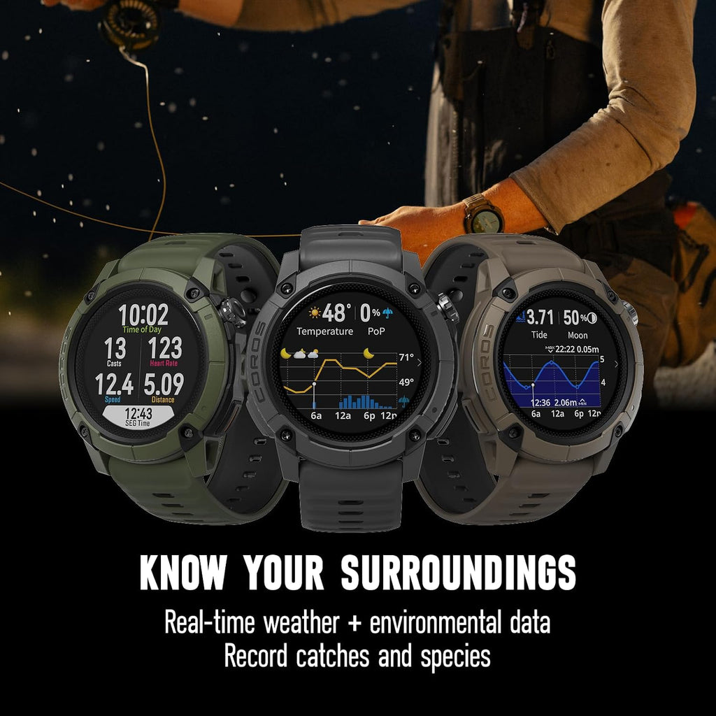 COROS NOMAD Outdoor GPS Smartwatch, 1.3' MIP Touchscreen, Global maps with Turn-by-Turn Navigation, 22 Days Battery Life, Microphone Records Voice Notes, Real-time Weather, and Safety alerts (Brown)