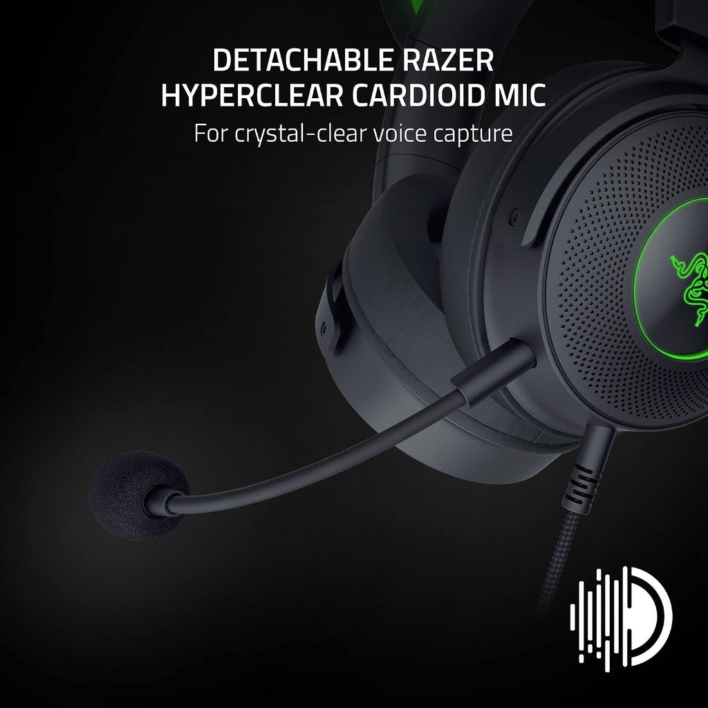 Razer Kraken Kitty V2 Pro Wired RGB Headset: Interchangeable Ears (Kitty, Bear, Bunny) - Stream Reactive Lighting - Detachable HyperClear Cardioid Mic - 50mm Drivers - 7.1 Surround Sound - Black