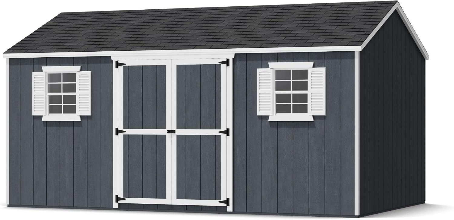 Little Cottage Co. 10x16 Value Workshop Shed with Operable Windows and Floor, Outdoor Wood Storage Do-It-Yourself Precut Kit
