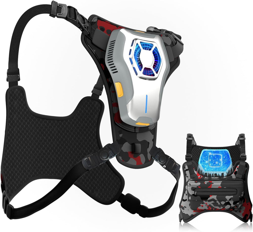 Portable Wearable Fan Rechargeable with Cooling Plate, Lightweight Cooling Vest, Portable Back Air Conditioner, Personal Fan Perfect for Travel, Sport, Hiking
