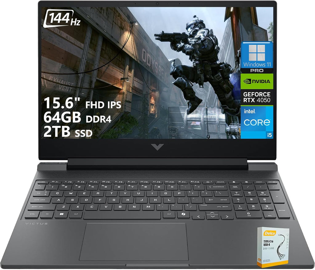 HP Victus Gaming Laptop | 15.6' FHD IPS 144Hz Anti-Glare | Intel 8-Core i5-13420H (>i7-12650H) | 64GB DDR4 2TB SSD | GeForce RTX 4050 6GB | Backlit Type-C WiFi 6 Fast Charge Win11 Pro w/DLCA Accessory