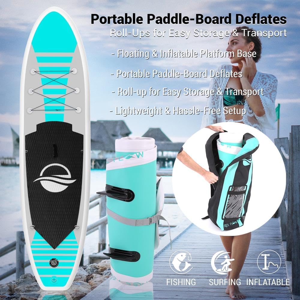 SereneLife 10' Inflatable Stand Up Paddle Board 2-Pack with Premium SUP Accessories – 32' Wide Stable Design with Non-Slip EVA Deck Pad for Youth and Adults, 350 lbs. Capacity Each