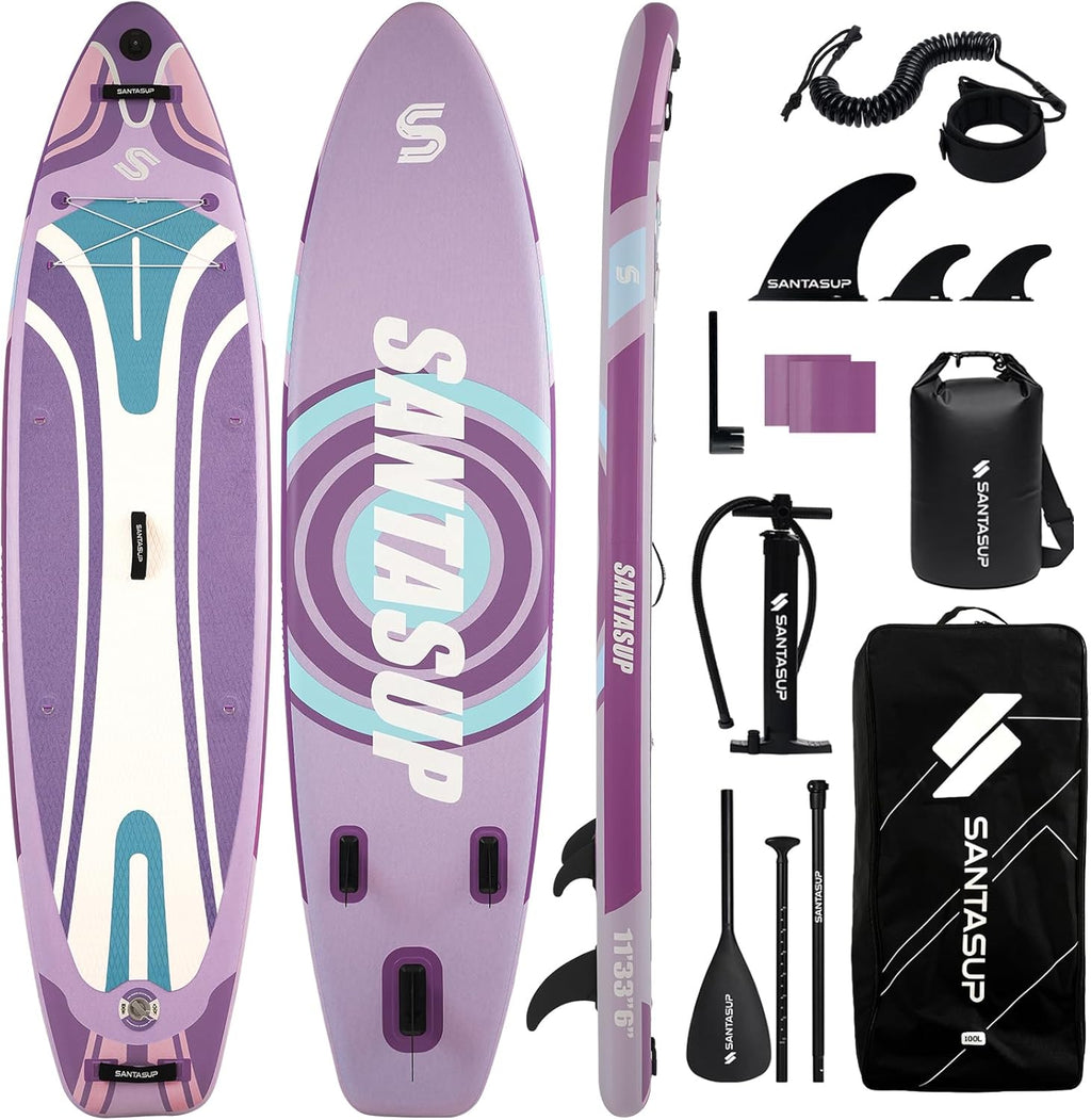 10'6'/11'Wide Inflatable Stand Up Paddle Board for Adults & Youth of All Skill Levels, with Premium SUP Paddleboard Accessories, Anti-Slip EVA Deck