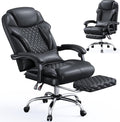 Big and Tall Office Chair 400lbs - Executive Ergonomic Desk Chair with Footrest, High Back Reclining Leather Chair with Lumbar Support for Home Office, Black