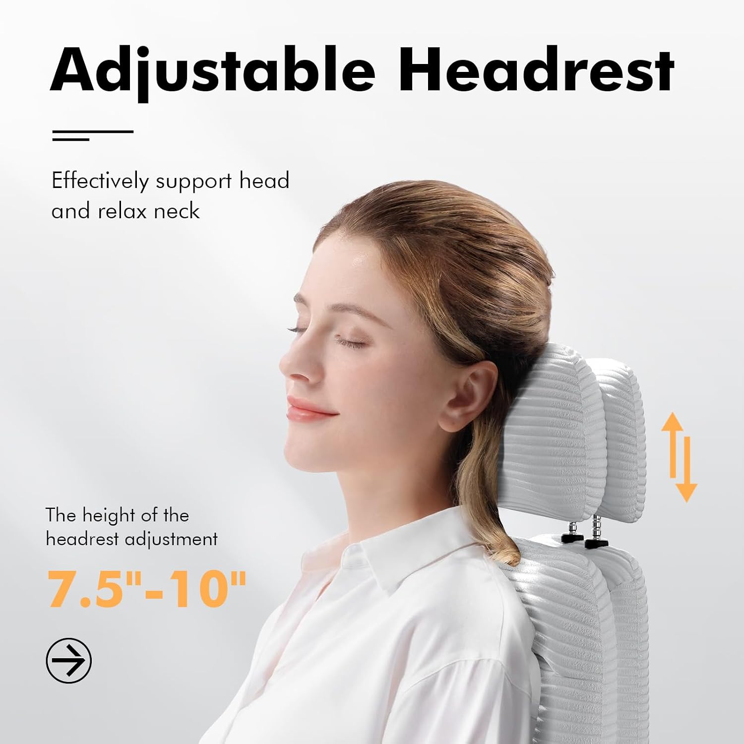 GXJ Criss Cross Chair with Flip-up Arms, Executive Office Chair with Foot Rest, Cross Legged Office Chair G800 Plus, Extra Lumbar Pillow, Corduroy Comfy Computer Desk Chair for Home, White
