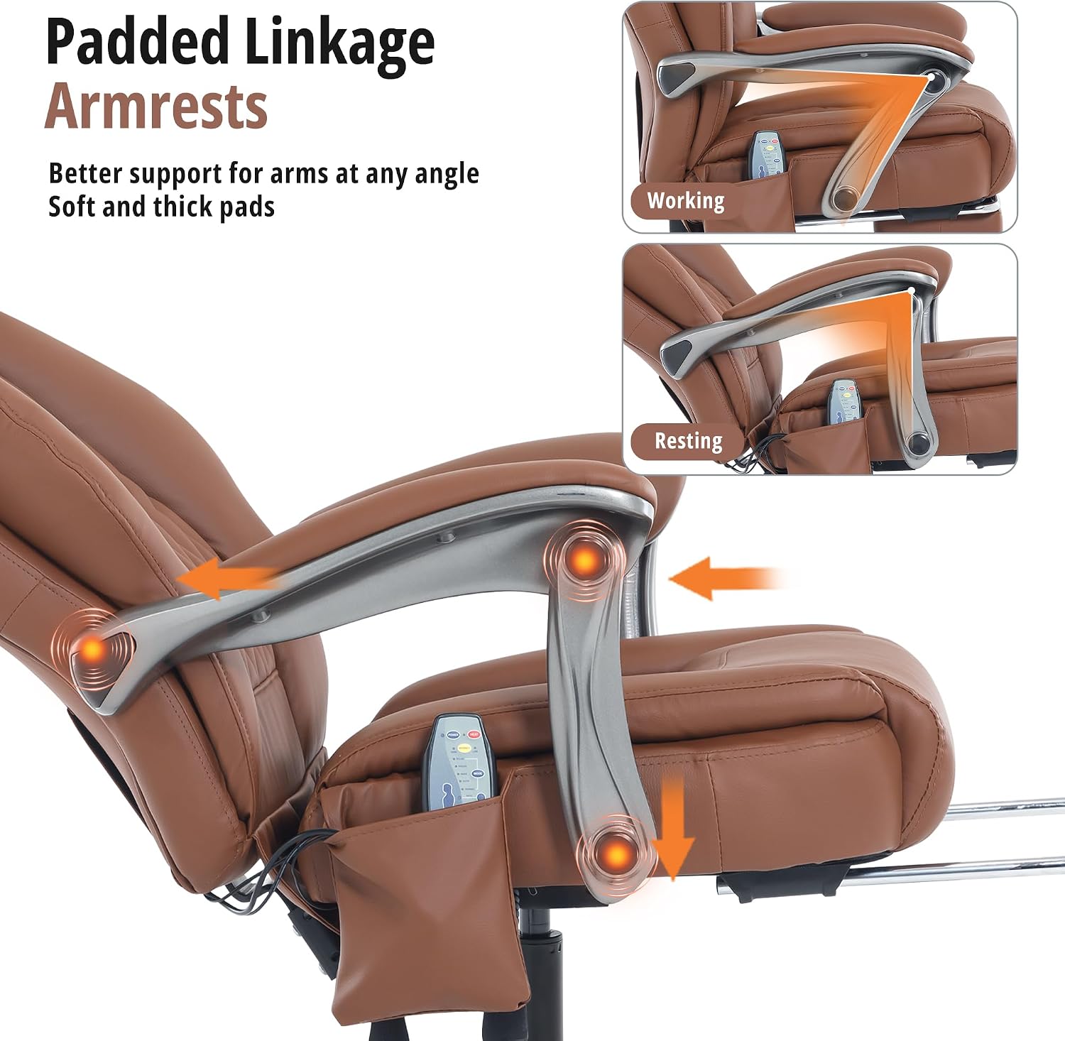 Massage Office Chair with Heat & Footrest, Ergonomic Reclining Executive Desk Chairs with 6-Point Vibration, PU Leather Computer Chair for Home Office or Gaming