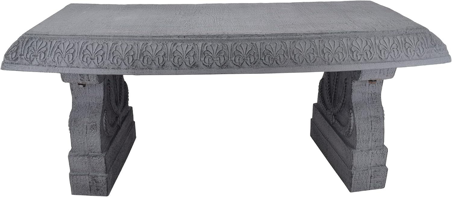 Arcadia Garden Products BE02 Fiberclay Garden, Outdoor Bench, Patio Seating for Front Porch Park Outside Furniture Decor, Gray