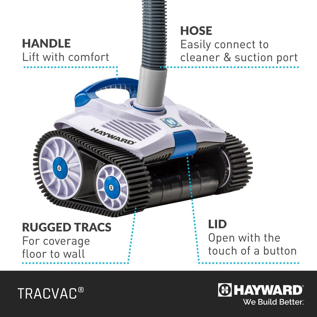 Hayward TracVac Pool Vacuum for Inground Pools Suction Pool Cleaner (Easy Install, No Batteries Needed with 38.83 Ft Hose and Install Kit)