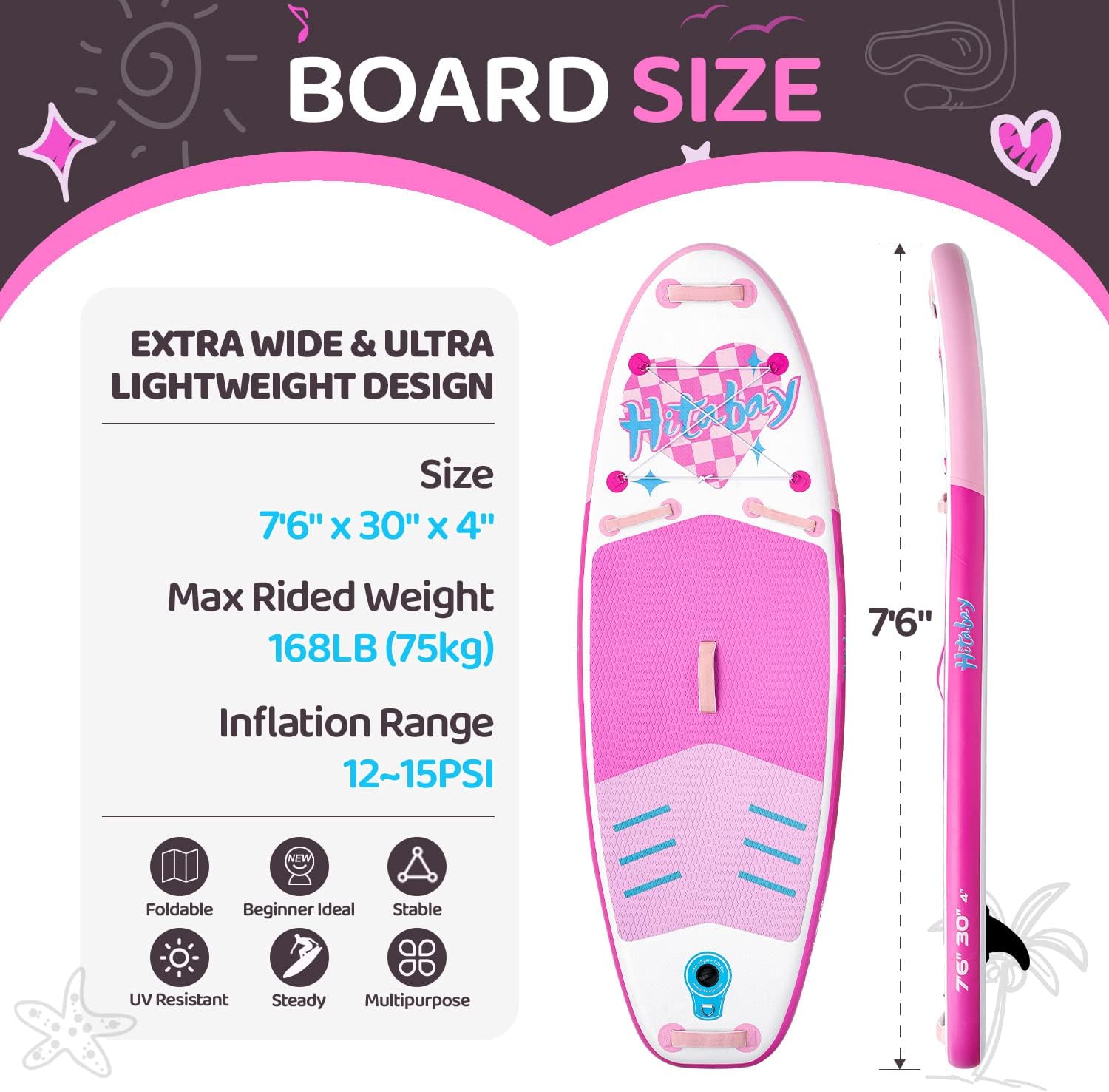Kids Paddle Board with SUP Accessories, Child Paddle Board Durable, Lightweight, Stable Design, Wide Non-Slip Deck, 7ft 7.6ft 8ft 9.6ft Inflatable Paddle Boards for Kids & Youth