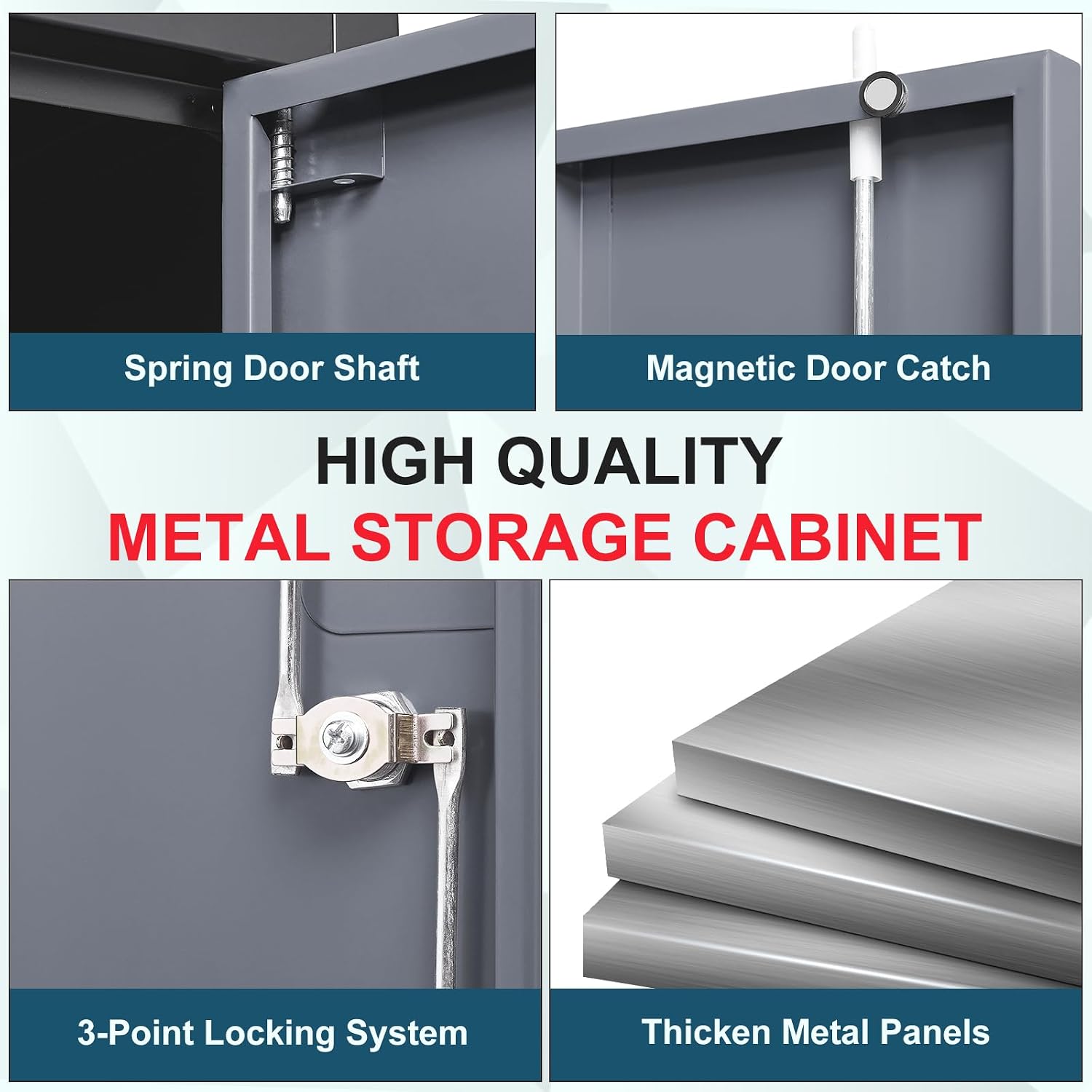 MIIIKO Metal Storage Cabinet with Locking Doors, Black Garage Storage Cabinets with 5 Adjustable Shelves