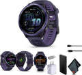 Garmin Forerunner 570 Running Smartwatch, 47MM WiFi, GPS Fitness Smart Watch for Men and Women, Indigo Aluminum with Translucent Imperial Purple/Indigo Band Bundle with P-Bank + More